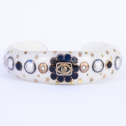MOURNING BRACELET / WHITE BLACK / EYE / ONYX