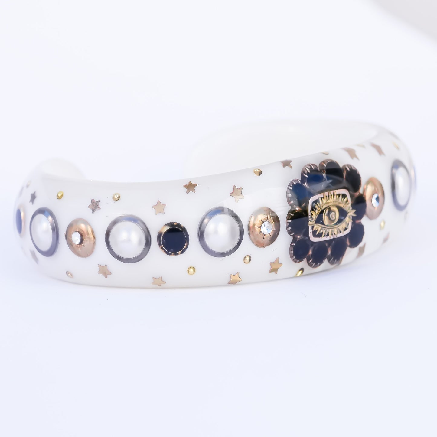 MOURNING BRACELET / WHITE BLACK / EYE / ONYX