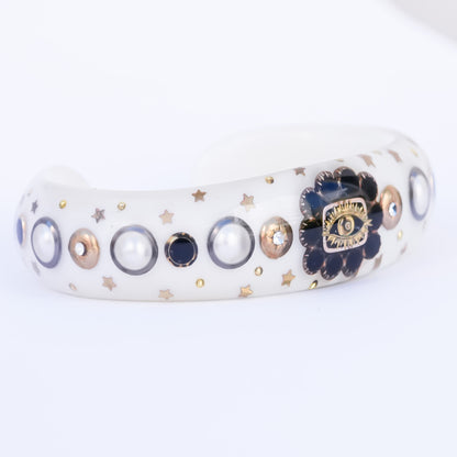MOURNING BRACELET / WHITE BLACK / EYE / ONYX