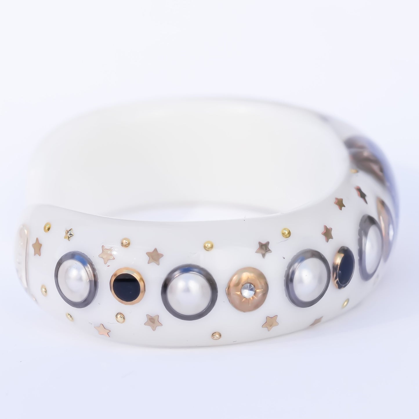 MOURNING BRACELET / WHITE BLACK / EYE / ONYX