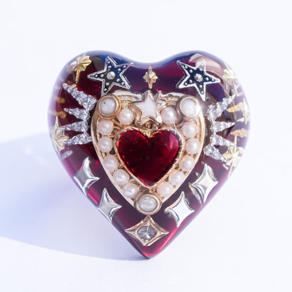 Celestial Winged Heart Ring – Red / #13