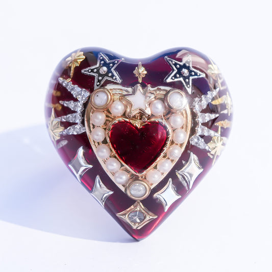 Celestial Winged Heart Ring – Red / #13