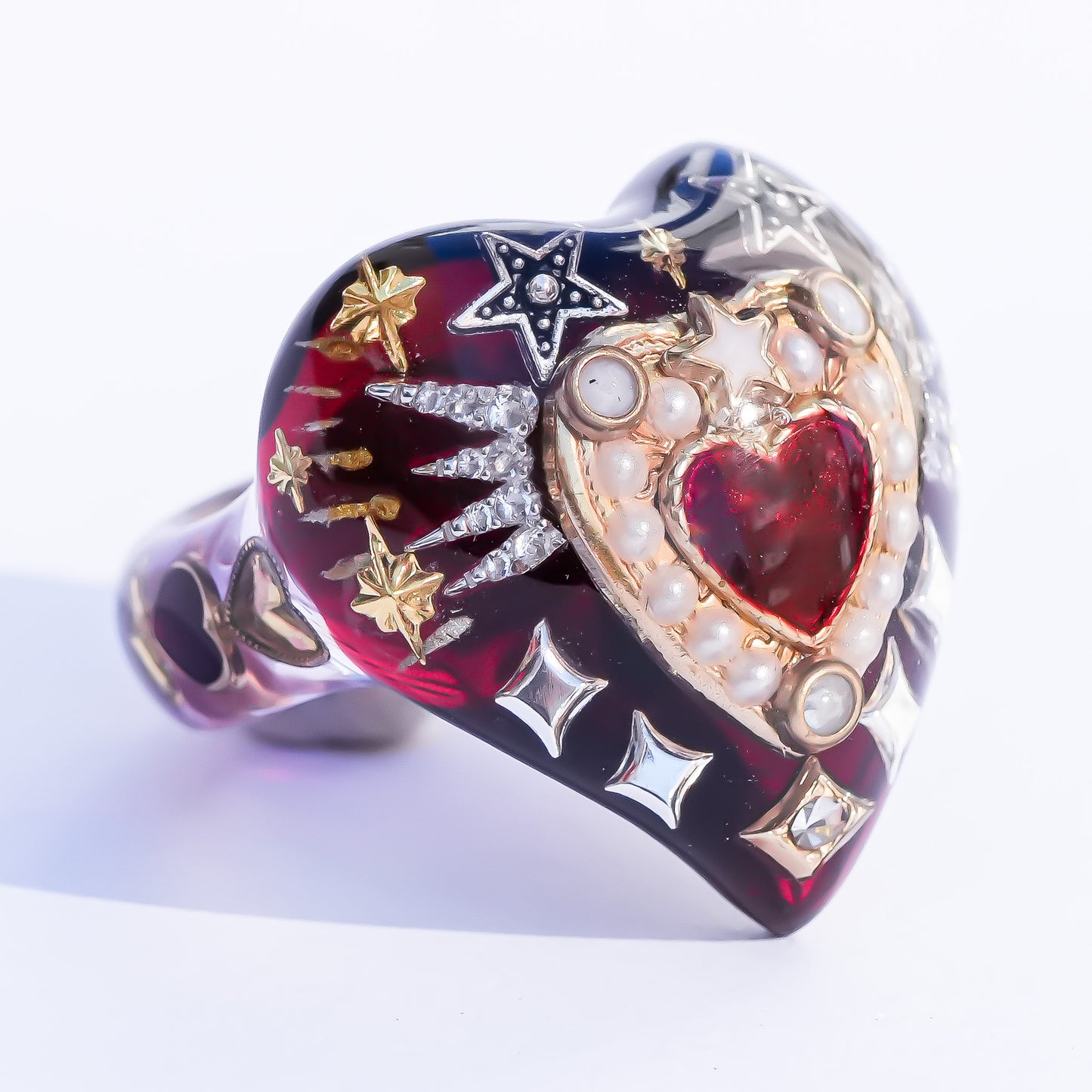 Celestial Winged Heart Ring – Red / #13