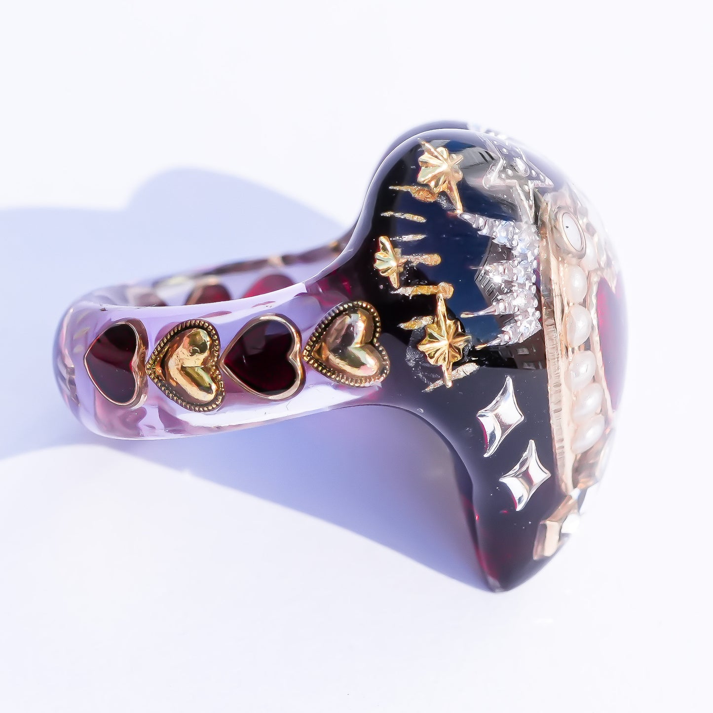 Celestial Winged Heart Ring – Red / #13