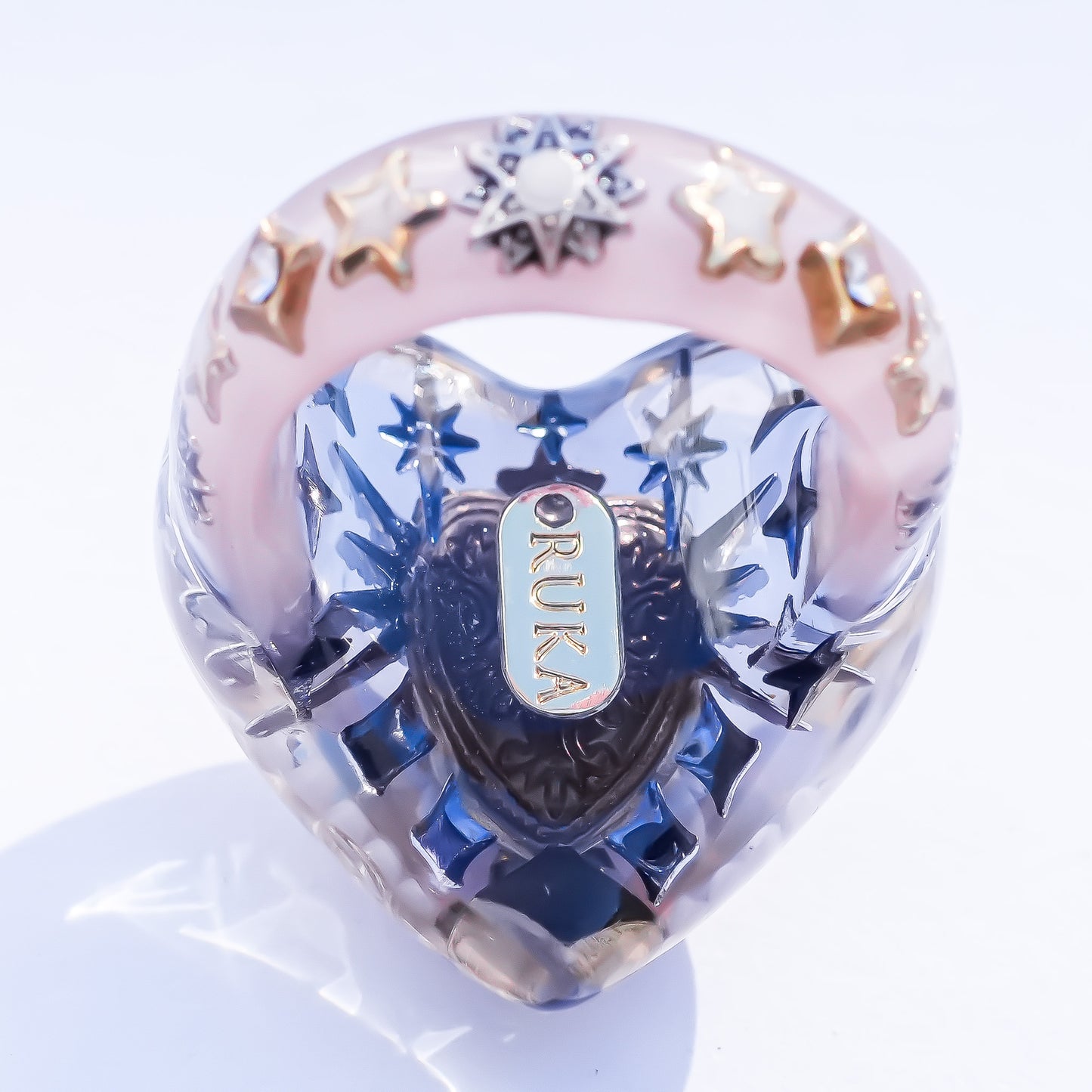 Celestial Winged Heart Ring – Pink Opal / #15