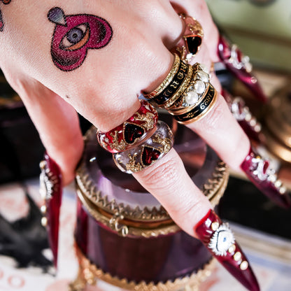 Royal Cupid Heart Ring - Red × Deep Red / #12 #14