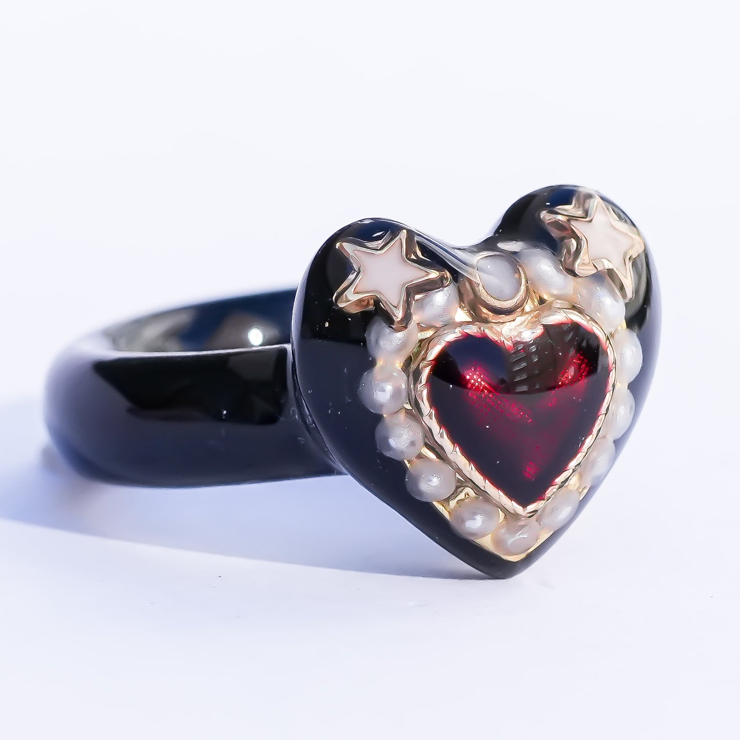 Starlit Heart Ring - Black / #11 #13