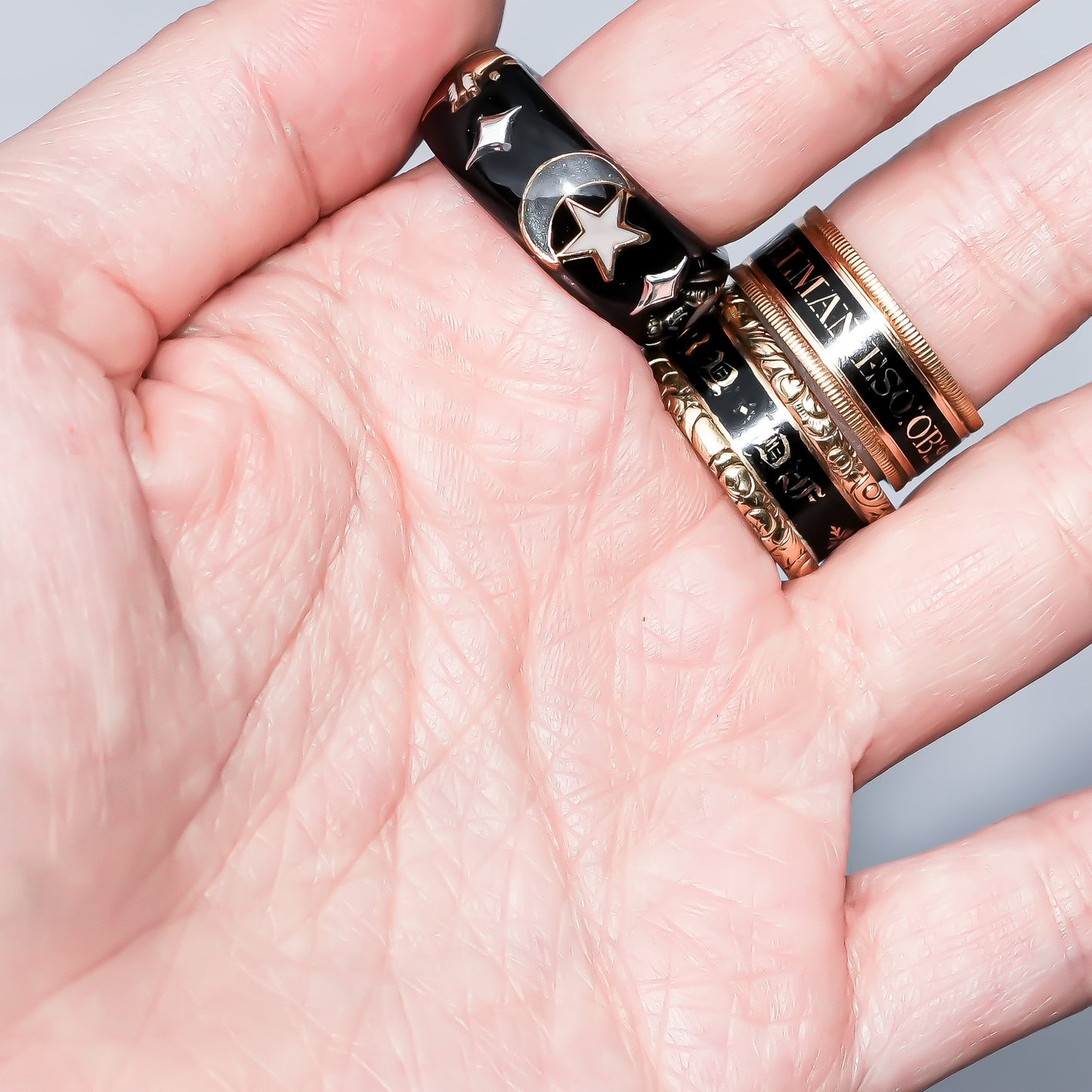 Midnight Cupid Heart Ring - Black × Deep Red / #8 #11