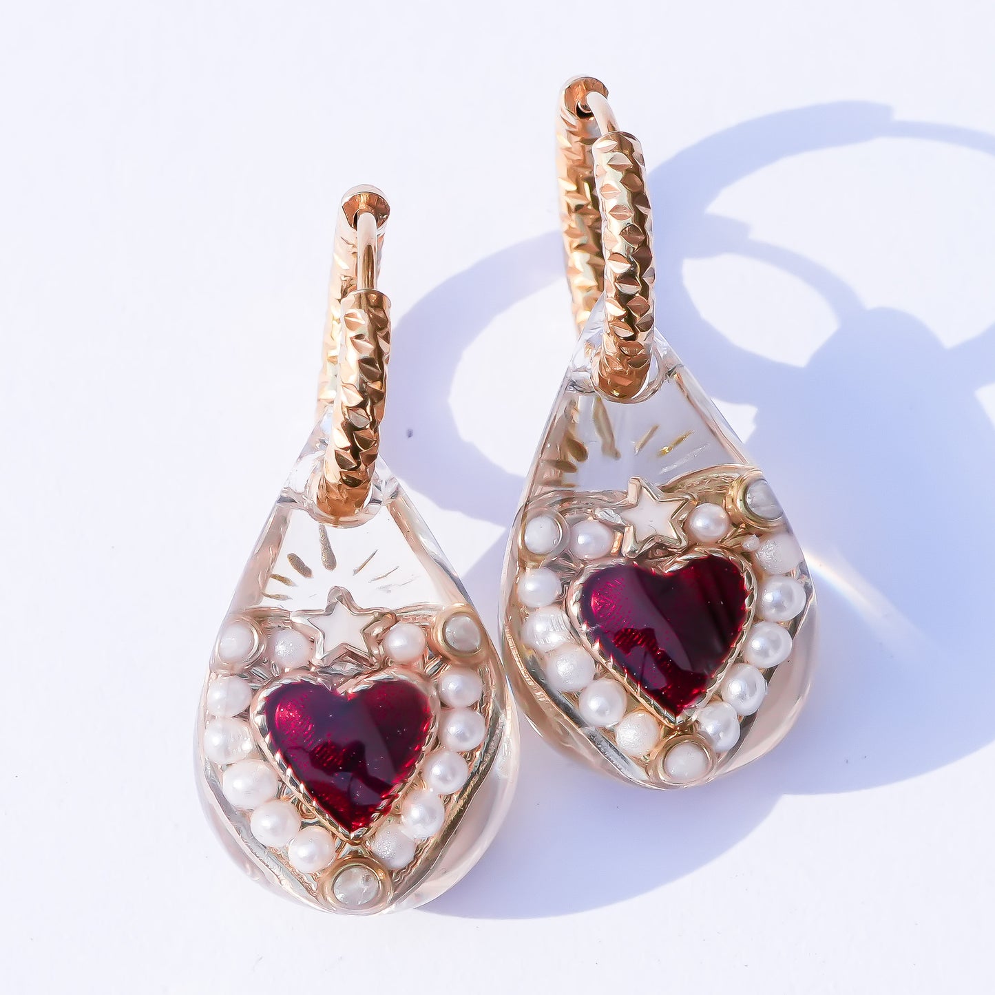 Starlight Heart Drop Earrings - Clear
