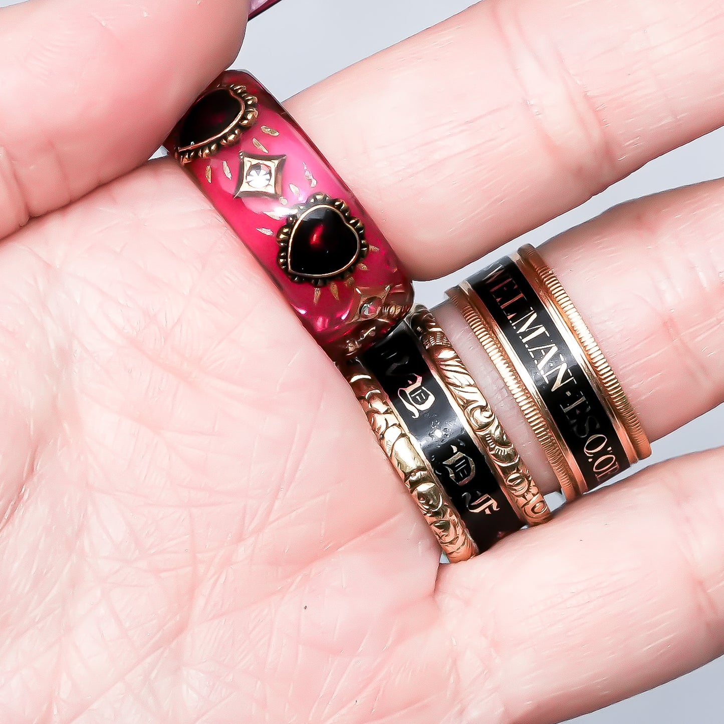 Cupid’s Crimson Heart Ring - Pink × Deep Red / #12 #15 #17