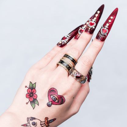 Cupid’s Secret Heart Ring - Smoky Blue × Deep Red / #11