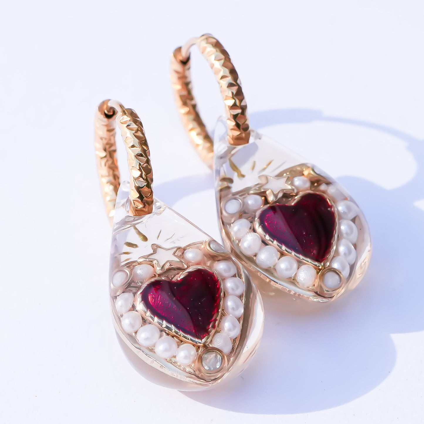 Starlight Heart Drop Earrings - Clear