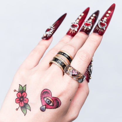 Cupid’s Secret Heart Ring - Smoky Blue × Deep Red / #11