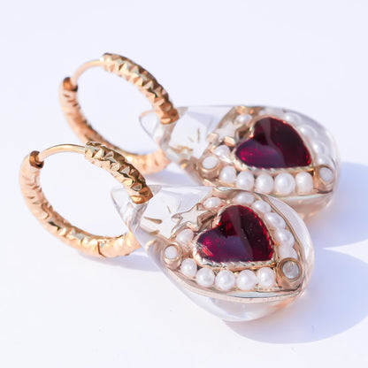 Starlight Heart Drop Earrings - Clear