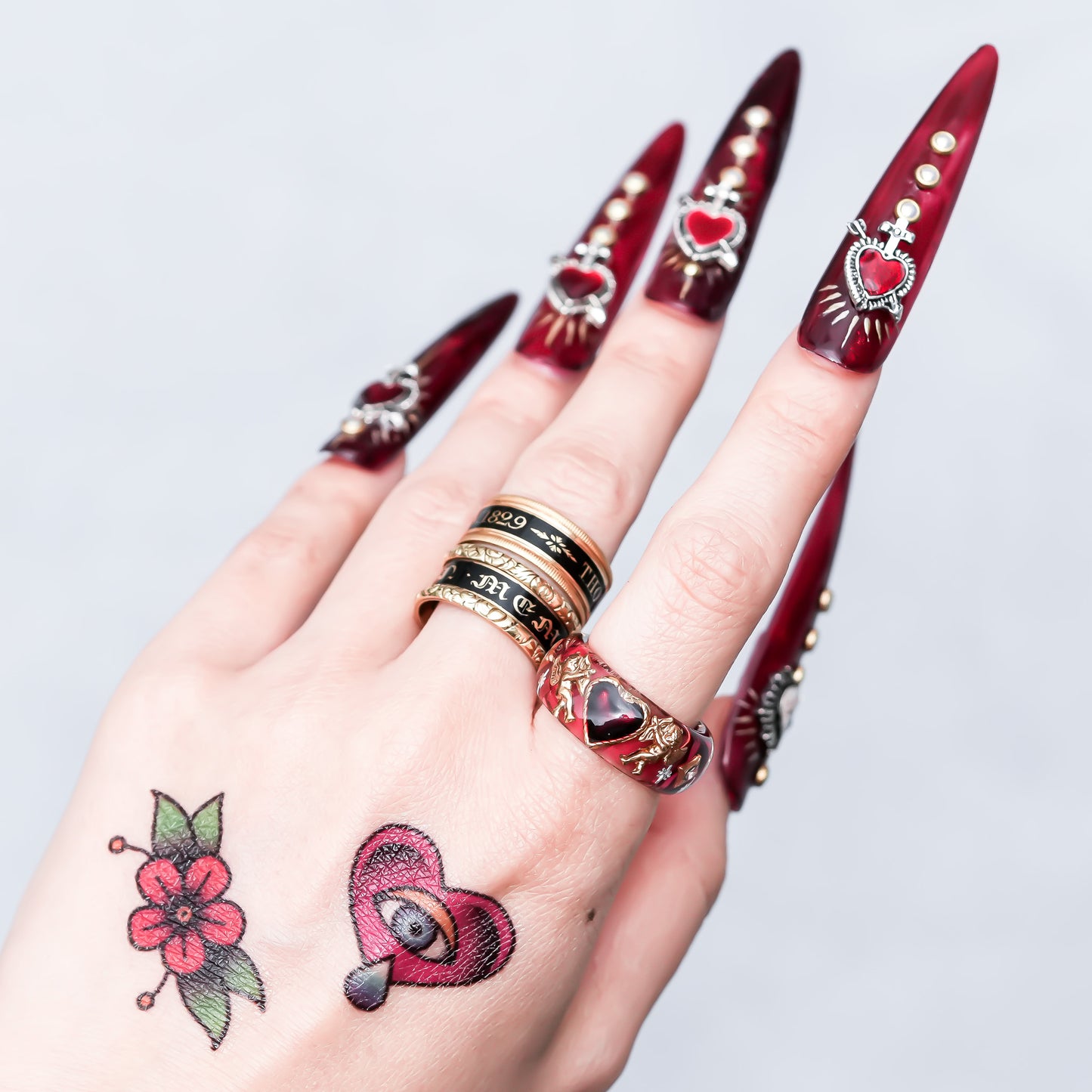 Royal Cupid Heart Ring - Red × Deep Red / #12 #14