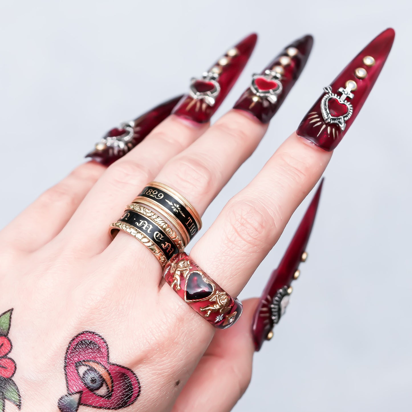 Royal Cupid Heart Ring - Red × Deep Red / #12 #14