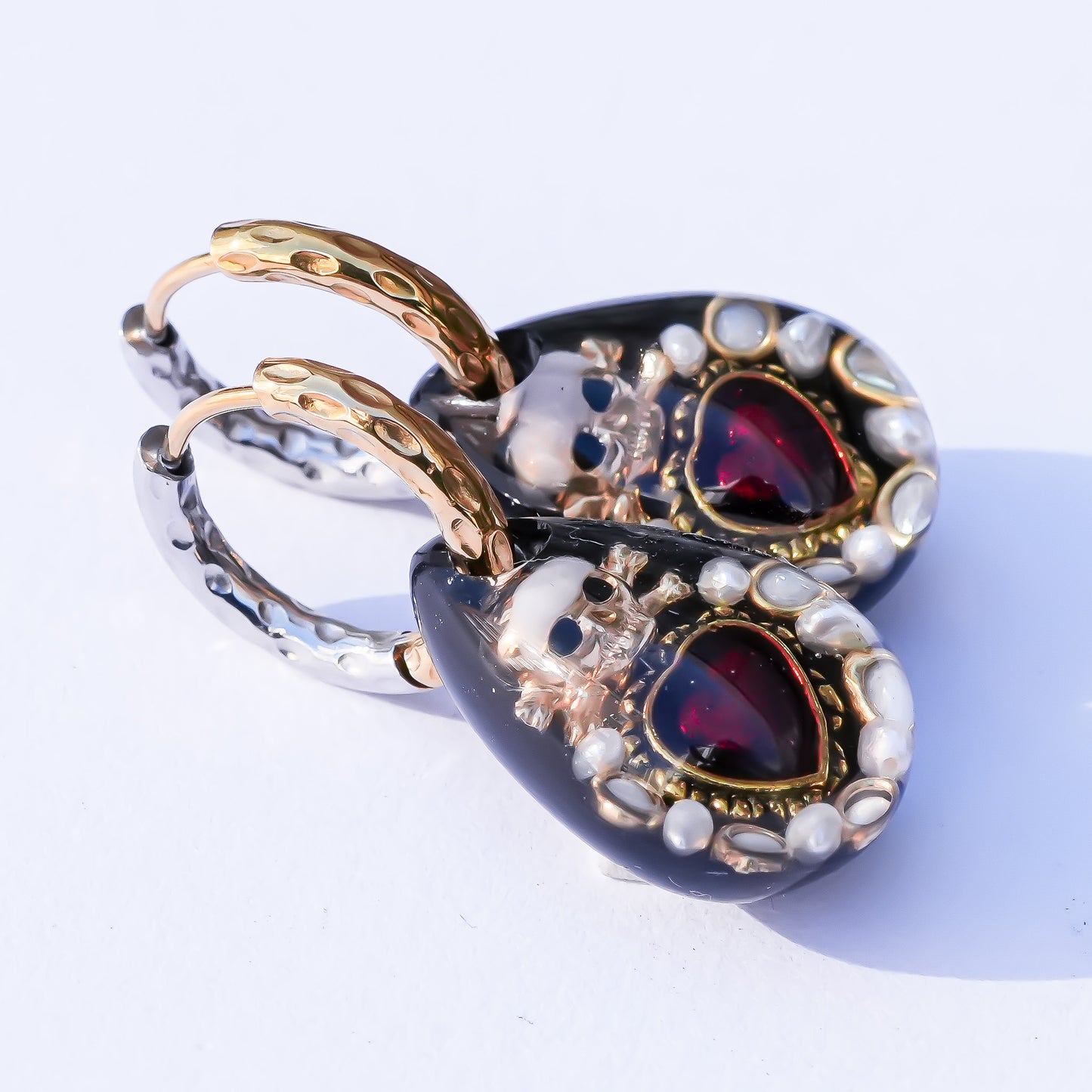 Memento Heart Drop Earrings - Black