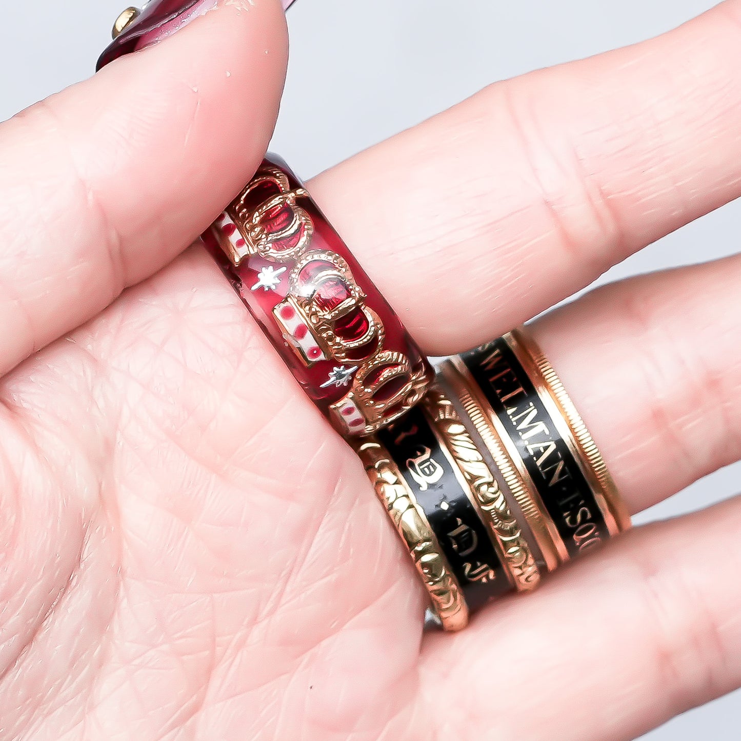 Royal Cupid Heart Ring - Red × Deep Red / #12 #14