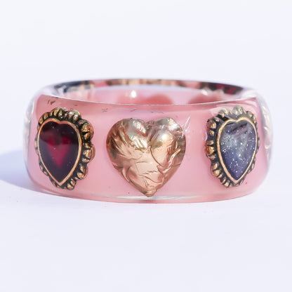 Sacred Contrast Heart Ring – Smoky Pink /  #11