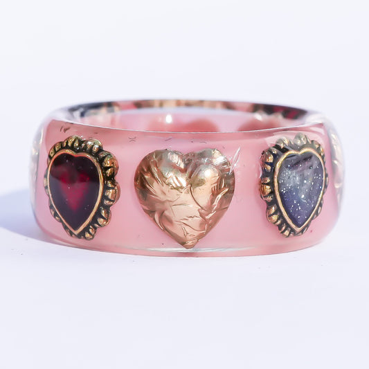 Sacred Contrast Heart Ring – Smoky Pink /  #11