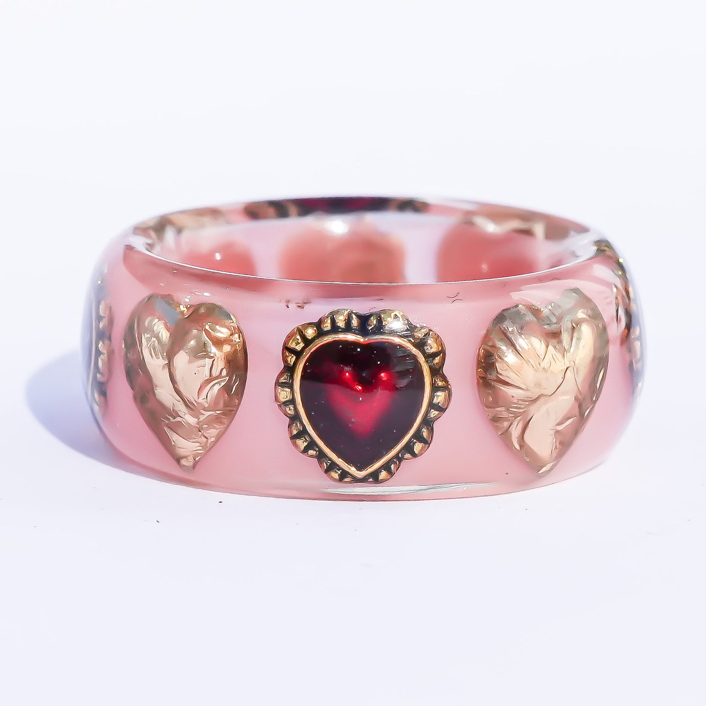 Sacred Contrast Heart Ring – Smoky Pink /  #11