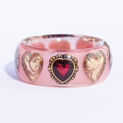 Sacred Contrast Heart Ring – Smoky Pink /  #11