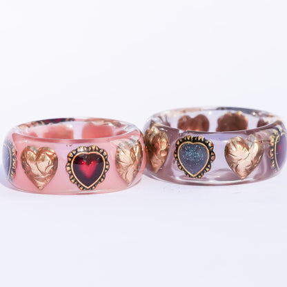 Sacred Contrast Heart Ring – Smoky Pink /  #11