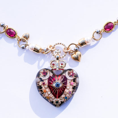 Celestial Lucky Heart Necklace - Black