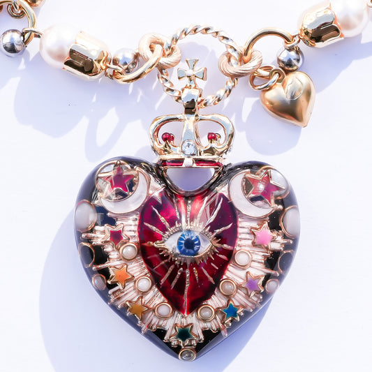 Celestial Lucky Heart Necklace - Black