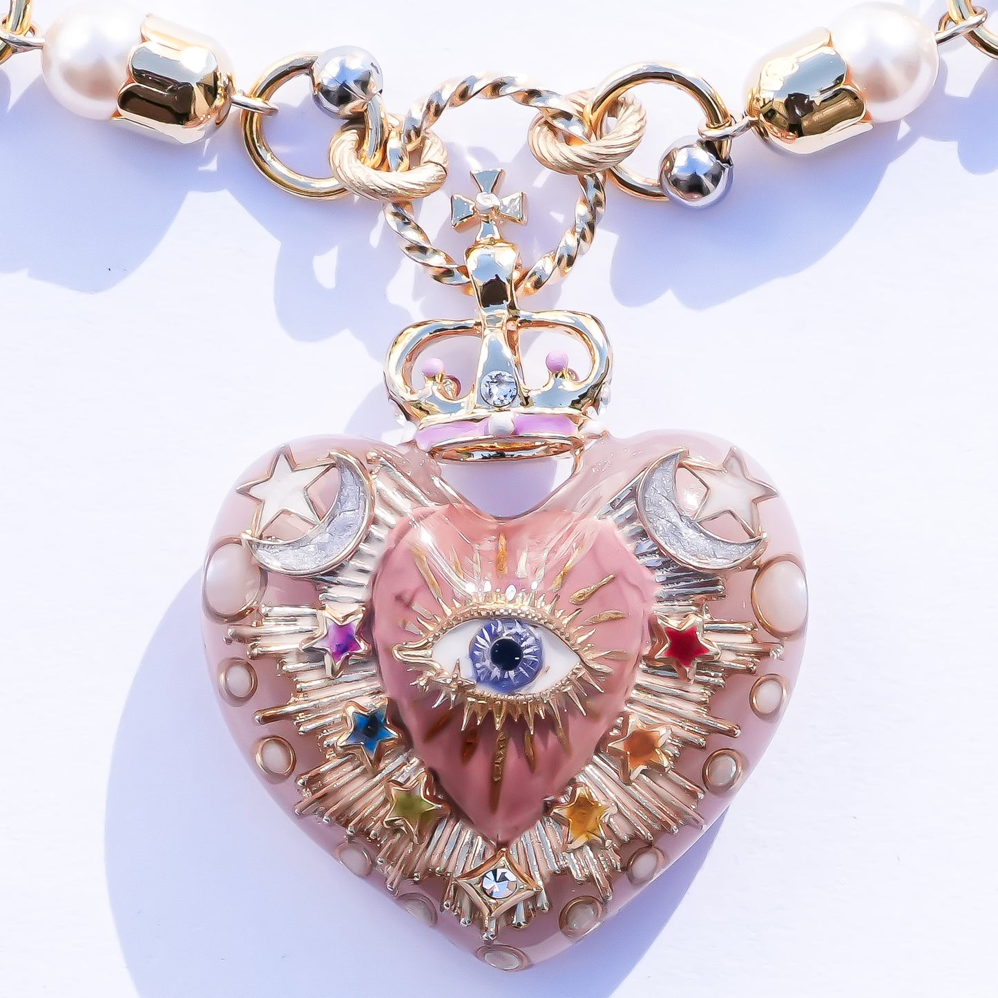 Celestial Lucky Heart Necklace - Smoky Pink