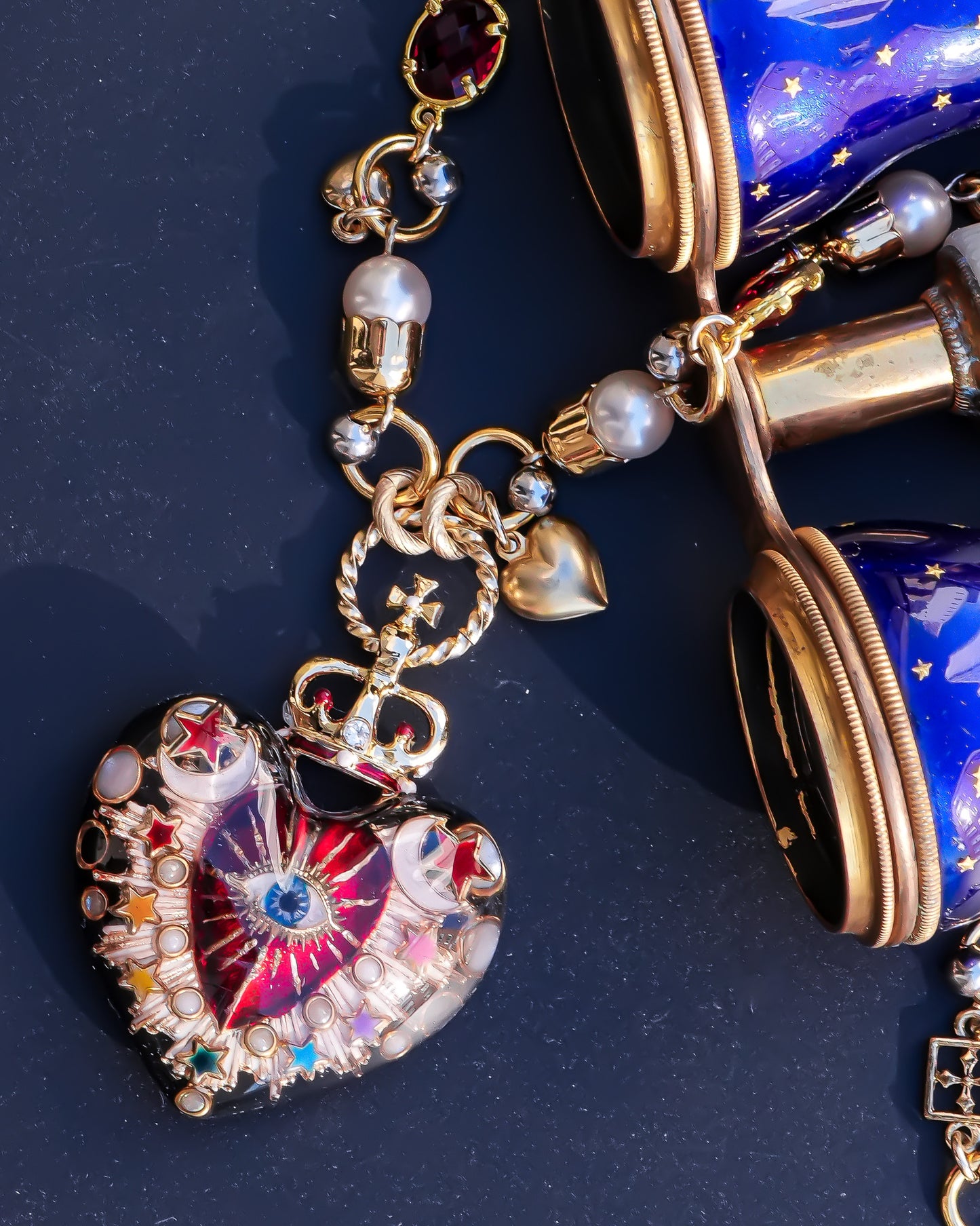 Celestial Lucky Heart Necklace - Black