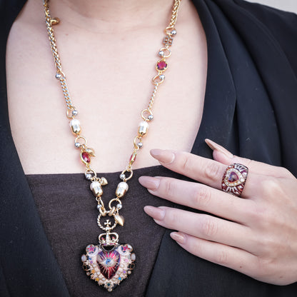 Celestial Lucky Heart Necklace - Black