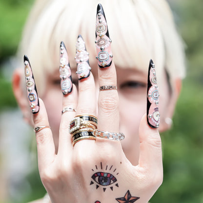 Classic Chain Dual Tone Ring - Clear × Silver × Gold / #8 #14 #16