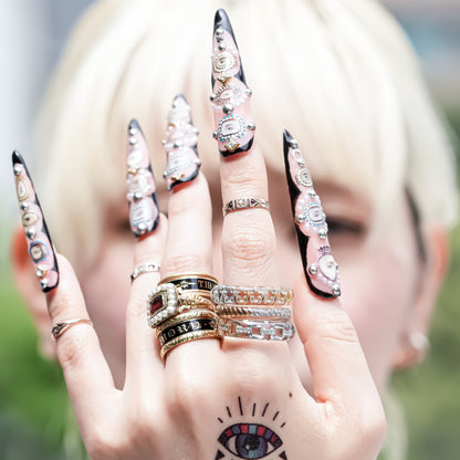 Classic Chain Dual Tone Ring - Clear × Silver × Gold / #8 #14 #16