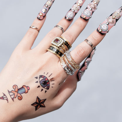 Classic Chain Dual Tone Ring - Clear × Silver × Gold / #8 #14 #16