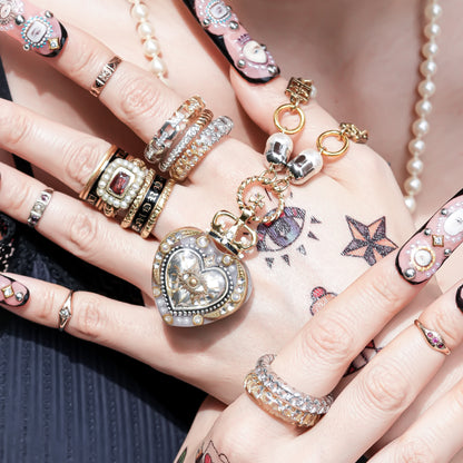 Classic Chain Dual Tone Ring - Clear × Silver × Gold / #8 #14 #16