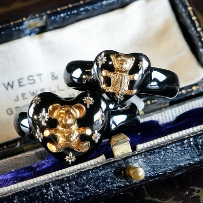 Bear Small Heart Ring - Black / #9 #12 #17