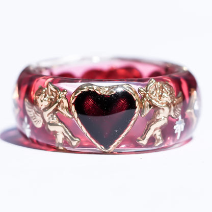 Royal Cupid Heart Ring - Red × Deep Red / #12 #14