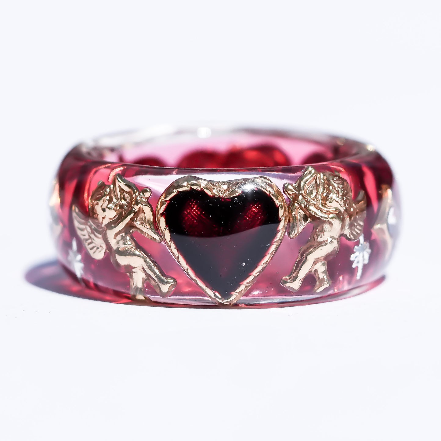 Royal Cupid Heart Ring - Red × Deep Red / #12 #14