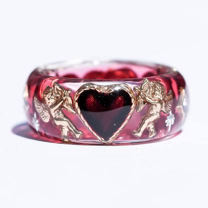 Royal Cupid Heart Ring - Red × Deep Red / #12 #14