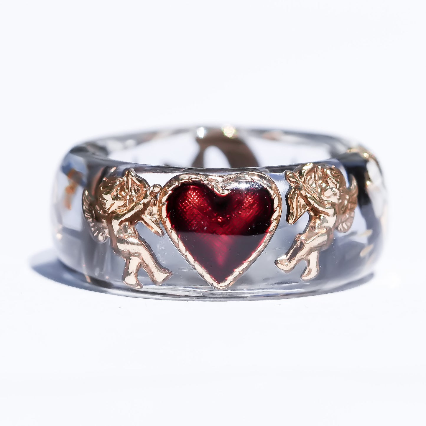 Cupid’s Secret Heart Ring - Smoky Blue × Deep Red / #11
