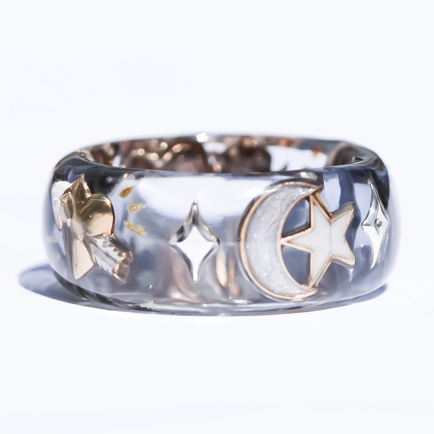 Cupid’s Secret Heart Ring - Smoky Blue × Deep Red / #11