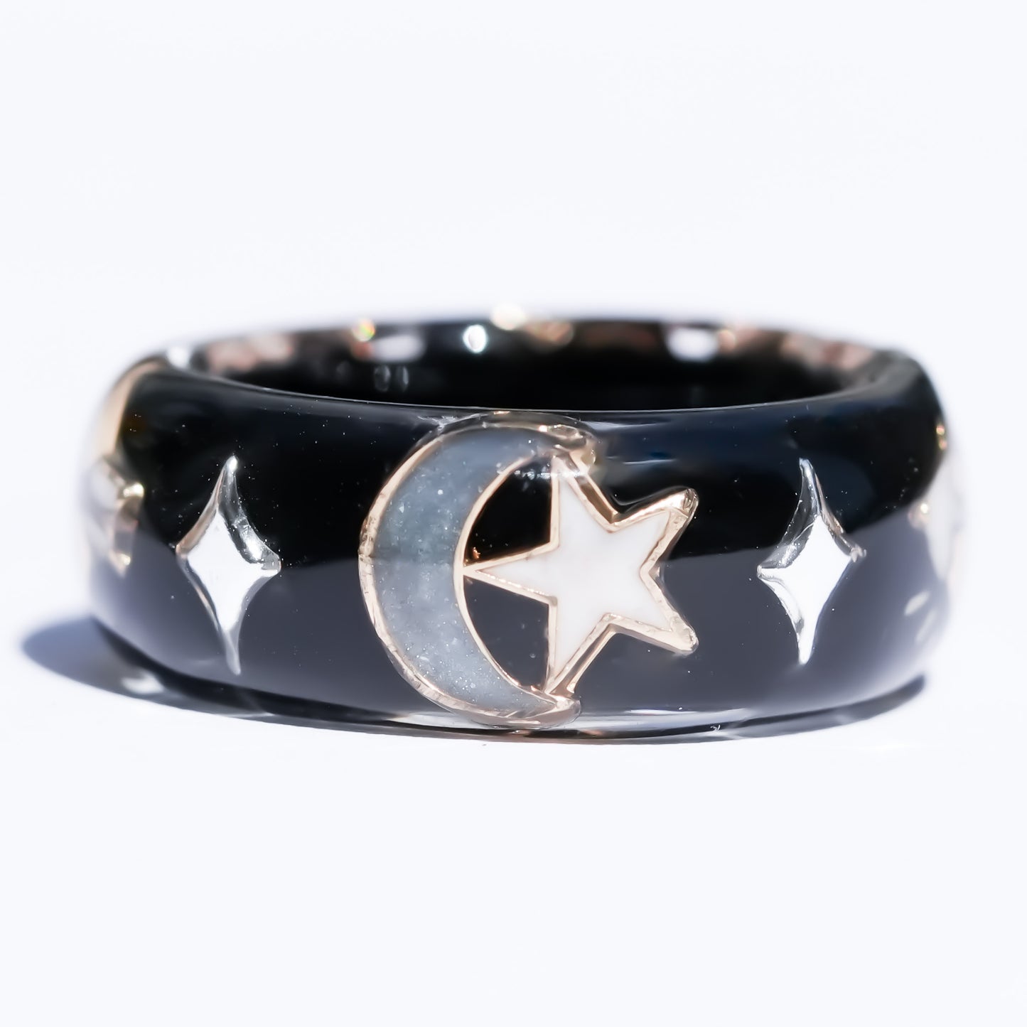 Midnight Cupid Heart Ring - Black × Deep Red / #8 #11