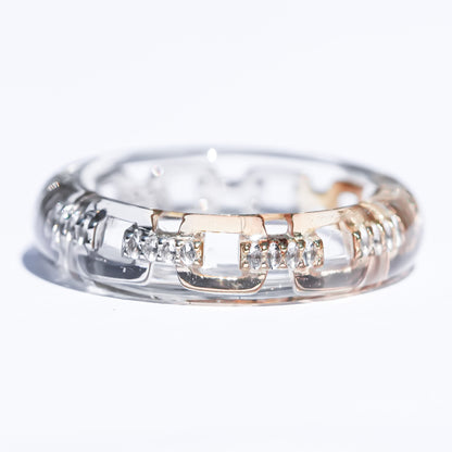 Classic Chain Dual Tone Ring - Clear × Silver × Gold / #8 #14 #16