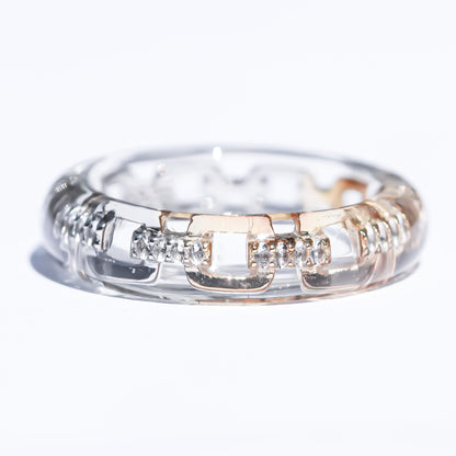 Classic Chain Dual Tone Ring - Clear × Silver × Gold / #8 #14 #16
