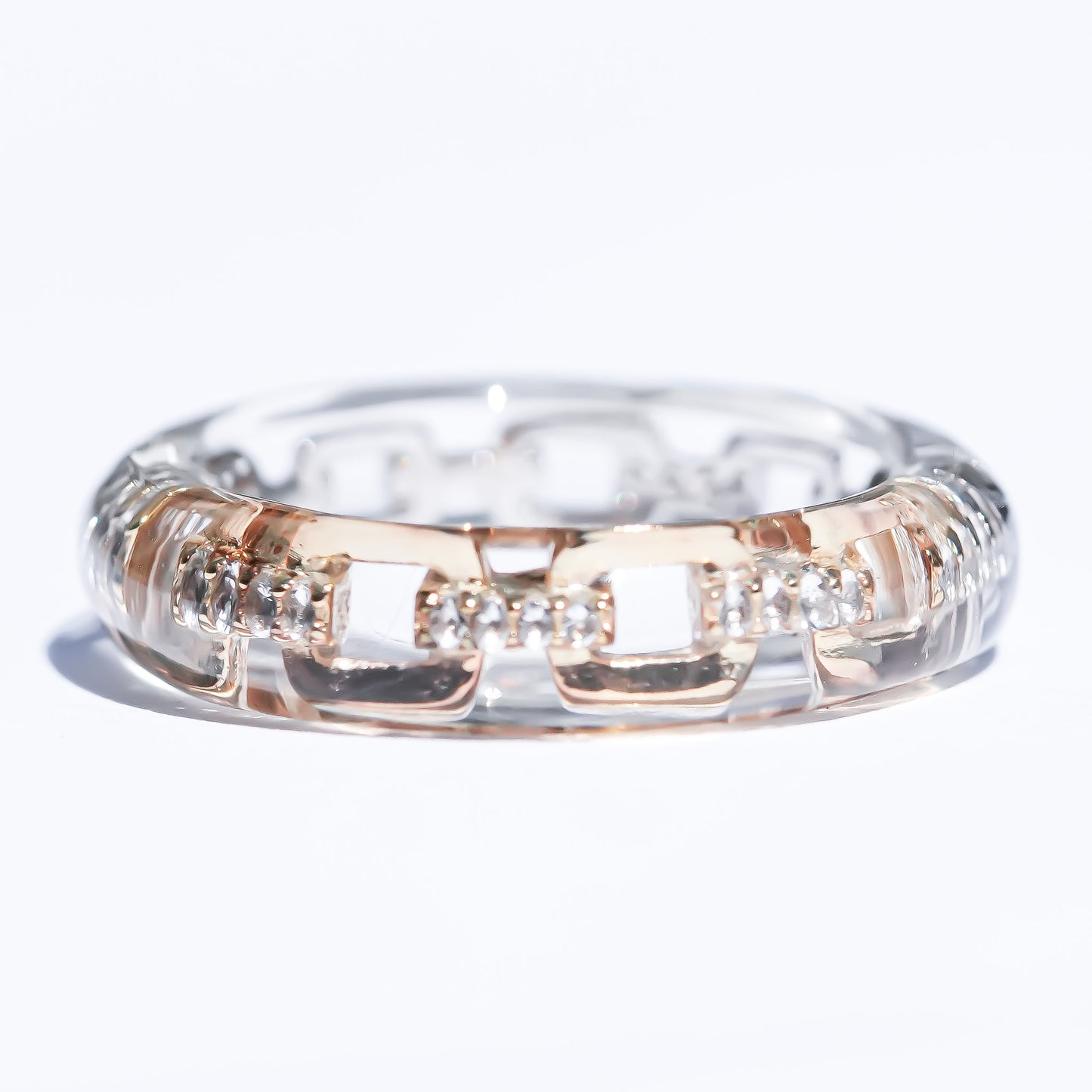 Classic Chain Dual Tone Ring - Clear × Silver × Gold / #8 #14 #16