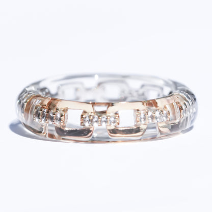 Classic Chain Dual Tone Ring - Clear × Silver × Gold / #8 #14 #16