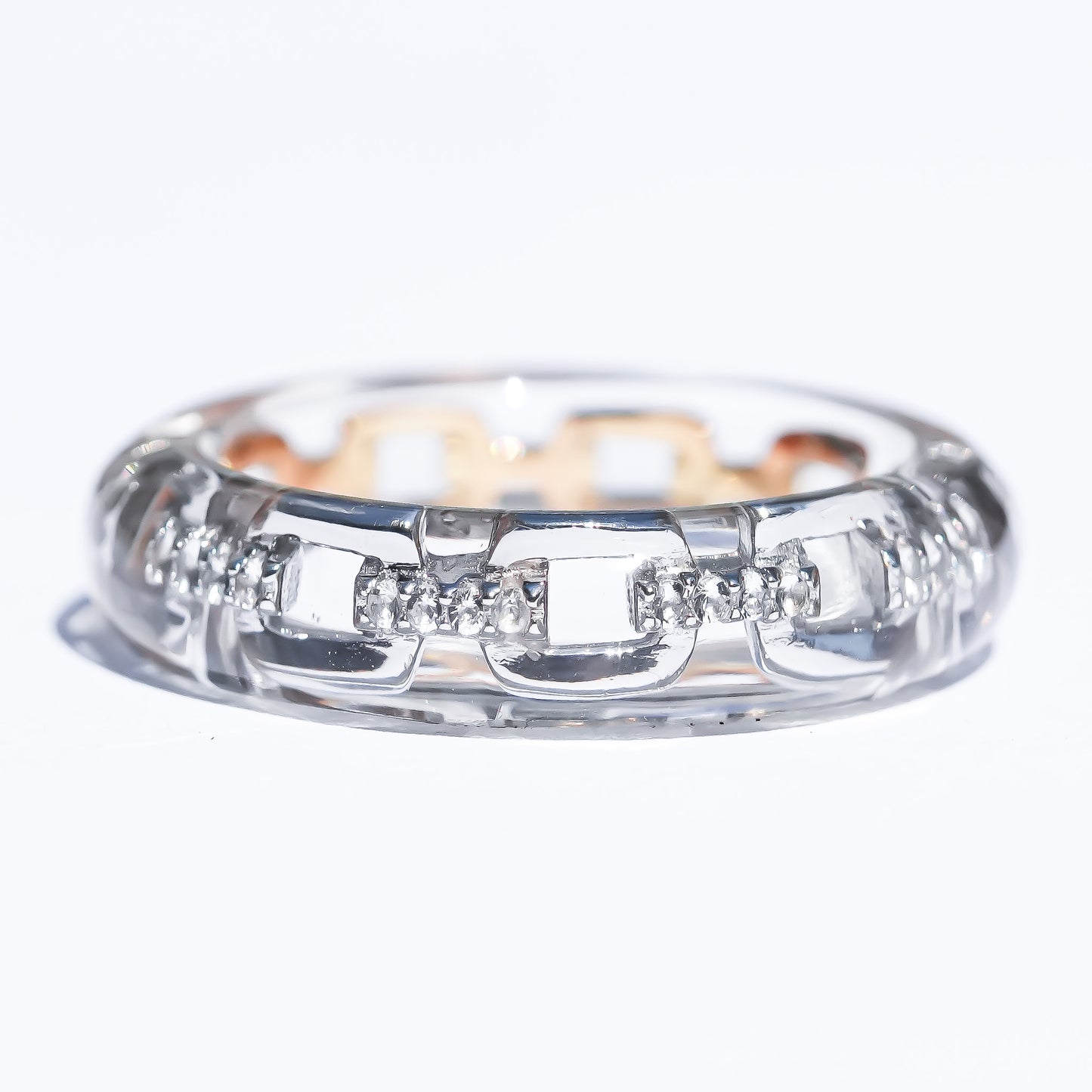 Classic Chain Dual Tone Ring - Clear × Silver × Gold / #8 #14 #16