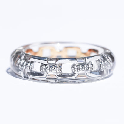 Classic Chain Dual Tone Ring - Clear × Silver × Gold / #8 #14 #16