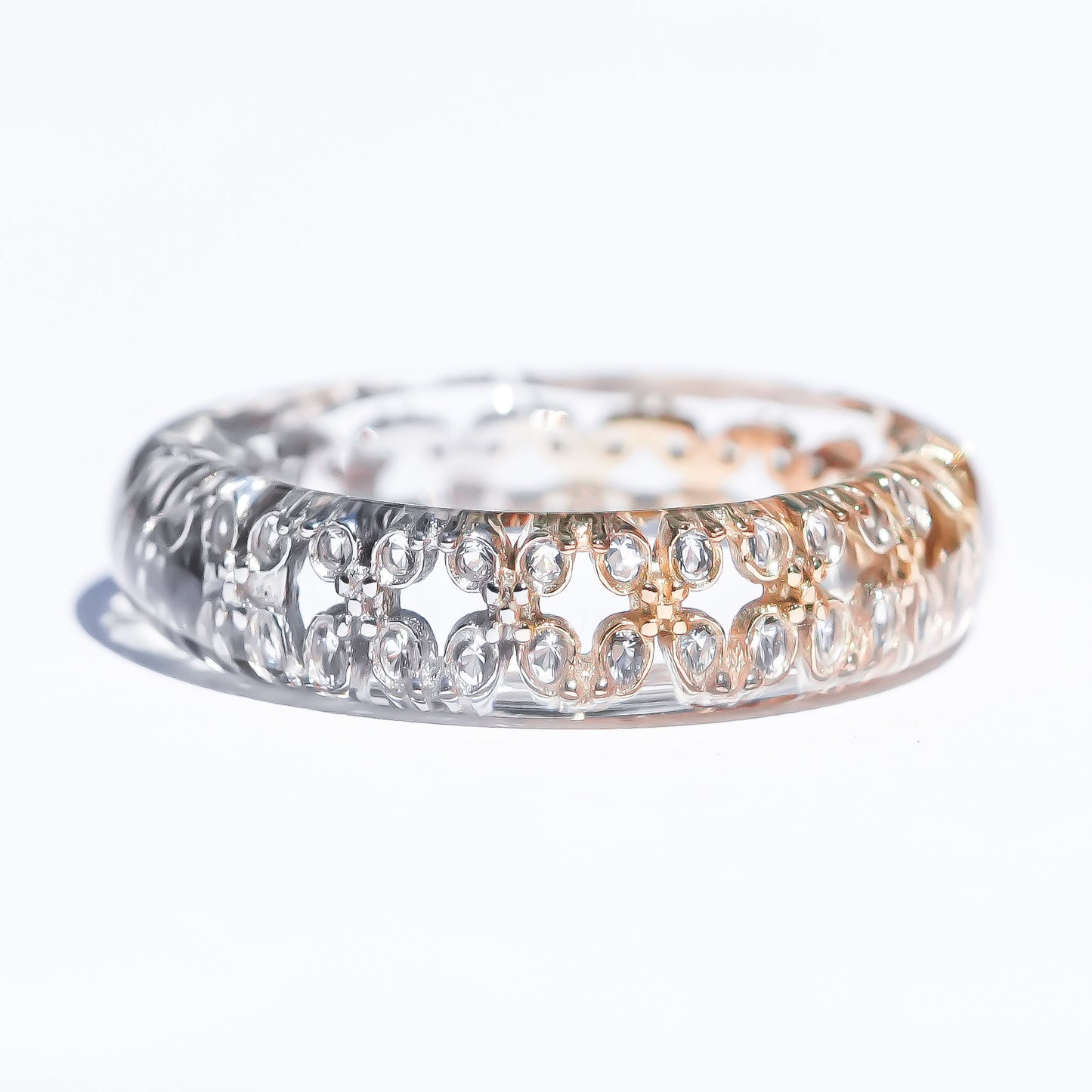 Lace of Light Dual Tone Ring - Clear × Silver × Gold / #8 #14 #16